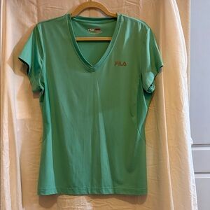 FILA Women's Teal V-Neck Performance Tee